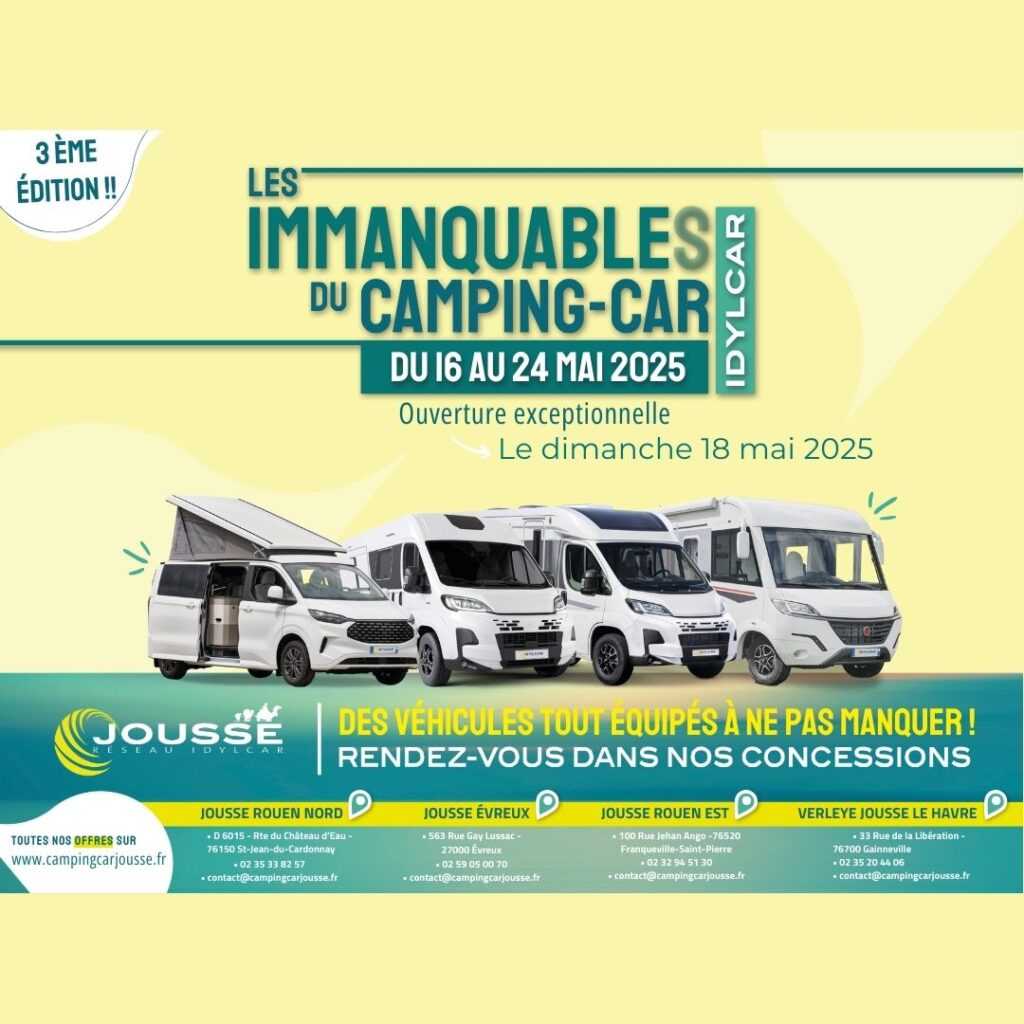 les Immanquables du camping car avec Jousse Idylcar du 16 au 24 mai 2025
