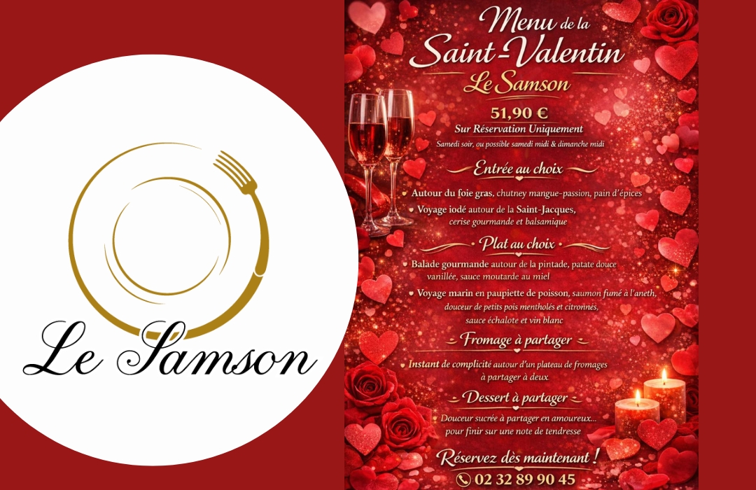 Menu de la saint valentin LE SAMSON